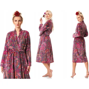 Dámský župan Key dámský župan do půlky lýtek bez kapuce, velikost L