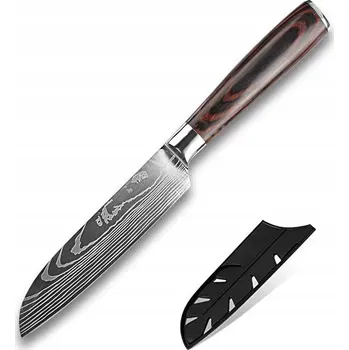 Kuchyňský nůž Japonský nůž SANTOKU 5' OCEL DAMAŠKOVÁ KUCHYŇSKÝ ŠÉFKUCHAŘSKÝ OCELOVÝ