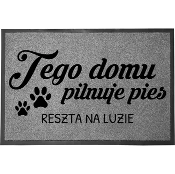 Rohožka VCHODOVÁ ROHOŽKA ŠEDÁ 40X60 KE DVEŘÍM VTIPNÁ TOHOTO DOMU HLÍDÁ