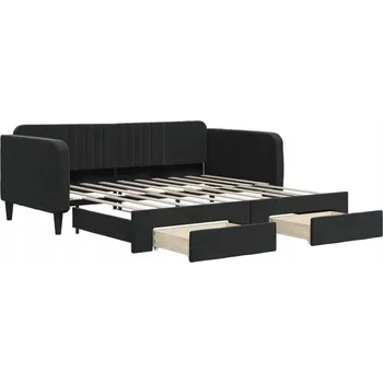 Pohovka Rozkládací pohovka s úložným prostorem, černá, 213 x 100 x 75 cm