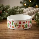 Miska pro zvířata s vánočním potiskem MONDEX 16 cm bílá