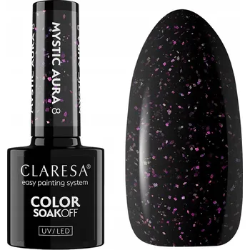 Lak na nehty Hybridní lak Claresa s barevnými třpytkami Č. 8 Mystic Aura Černá 5 ml