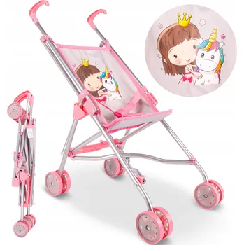 Kočárek pro panenku Kočárek pro panenky - golfové hole MalPlay Unicorn šedý