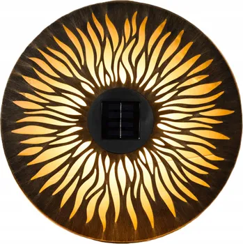 Venkovní osvětlení BEZDRÁTOVÁ SOLÁRNÍ LAMPA KOVOVÁ NÁSTĚNNÁ ZAHRADNÍ DEKORACE SLUNCE 38 Cm