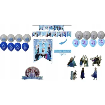 Party dekorace NAROZENINOVÁ SADA LEDOVÉ KRÁLOVSTVÍ DEKORACE BALÓNKY TOPERY GIRLANDA 42 KS