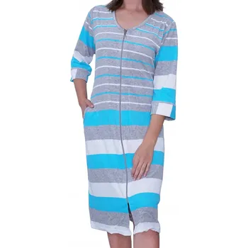 Dámský župan Dámský župan na zip, s proužky, kapsami a 3/4 rukávem, velikost 6XL