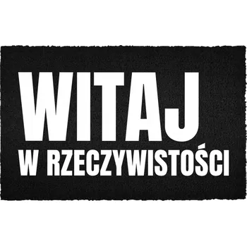 Rohožka KOKOSOVÁ ROHOŽKA ČERNÁ VSTUPNÍ 60X40CM S NÁPISEM HUMOR REALITA