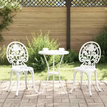 Zahradní sestava vidaXL Zahradní bistro set 3 pcs Bílá Hliník [42002388]