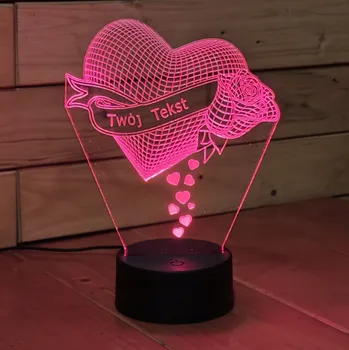 Lampička LED Lampička Srdce Růže s Věnováním Dálkový Ovladač a Jménem