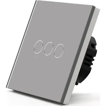 vypínač DOTYKOVÝ SKLENĚNÝ VYPÍNAČ SVĚTLA TROJITÝ 3K WIFI TUYA BEZ NULOVÉHO VODIČE