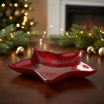 Talíř Skleněný talíř ve tvaru hvězdy MONDEX 4 barvy