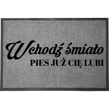 Rohožka VCHODOVÁ ROHOŽKA ŠEDÁ 40X60CM KE DVEŘÍM VTIPNÁ ZÁBAVNÁ PES TĚ MÁ RÁD