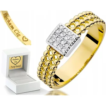 Prsten ŠIROKÝ ZLATÝ PRSTÝNEK 585 S BRILIANTY 0,08 CT