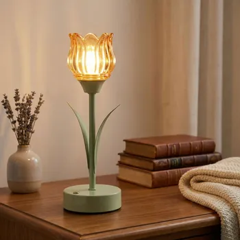 Lampička LED lampička na USB ve tvaru tulipánu MONDEX TULLA 9 × 25 cm zelená / jantarová