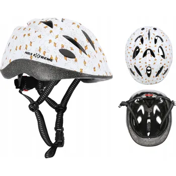 Cyklistická přilba Cyklistická Helma na Koloběžku, Brusle, Skateboard Nils Extreme M 49-58cm Bílá Dětská