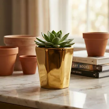 Obal na květináč Květináč MONDEX NEVA GOLD 8,5 × 8,5 × 9 cm