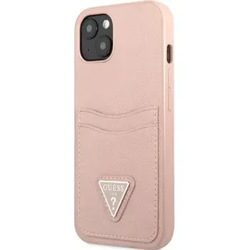Pouzdro na mobilní telefon GUESS Saffiano Double Card Zadní Kryt pro Apple iPhone 13 mini růžová (3666339048129)