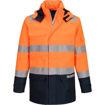 pracovní bunda PORTWEST Bunda Bizflame Rain+ FR605 Hi-Vis Light Arc, reflexní POR-FR605ONRS S Oranžová/navy