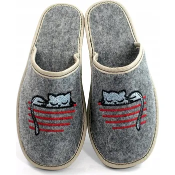 Dámské pantofle Dámské pantofle pantofle domácí panenky, šedé kočky, nazouvací vel. 39