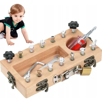 Dřevěná hračka Montessori hračky pro děti od 3, 4, 5 let, dřevěná tabule se šrouby