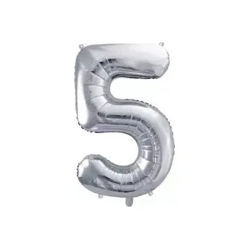 Balónek Fóliový balónek Číslice 5, 72 cm, stříbrný