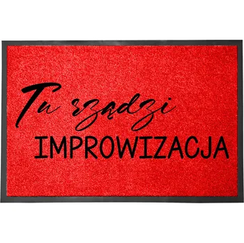 Rohožka ČERVENÁ VSTUPNÍ PODLAHOVÁ ROHOŽKA 60X40 POD DVEŘE HUMOR IMPROVIZACE