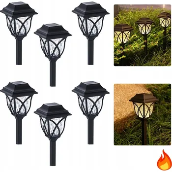 Venkovní osvětlení SOLÁRNÍ ZAHRADNÍ LAMPY 6 Ks LED SLOUPEK ZAPICHOVACÍ VLNKOVÉ SVĚTLO ODOLNÉ