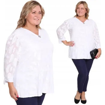 Dámská halenka Bílá halenka se vzorem, plus size velikost 52/54