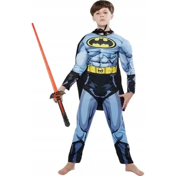 Karnevalový kostým KOSTÝM BATMAN SUPERHRDINA SVĚTELNÝ MEČ KARNEVALOVÝ PLES 134 140 CM