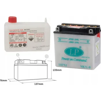 Motobaterie LANDPORT AKUMULÁTOR YB7L-B (MD LB7L-B) 12V 8AH 137X76X134 S ÚDRŽBOU - ELEKT