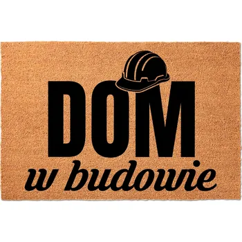 KOKOSOVÁ ROHOŽKA PŘED DVEŘE 60X40 CM - PRO DŮM, VTIPNÝ DESIGN "DŮM VE VÝSTAVBĚ"
