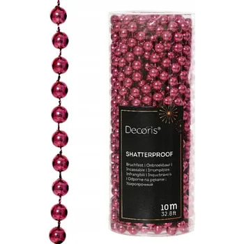 Vánoční dekorace Perlová girlanda ČERVENÁ, řetěz na vánoční stromeček 8mm x 10m