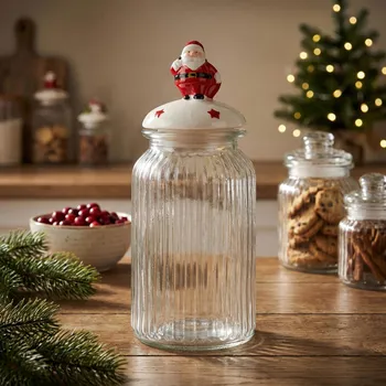 Skleněná úložná dóza vánoční MONDEX 1250 ml