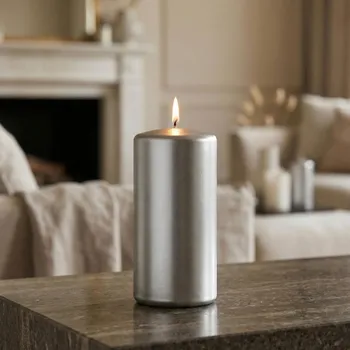 Svíčka Parafínová svíčka válec ARTMAN OPAL MET LESK 7 × 14 cm stříbrná