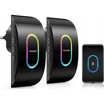 Domovní zvonek TECKNET Bezdrátový Zvonek IP65 Vodotěsný 400m Dosah 2 Přijímače 60 Melodií