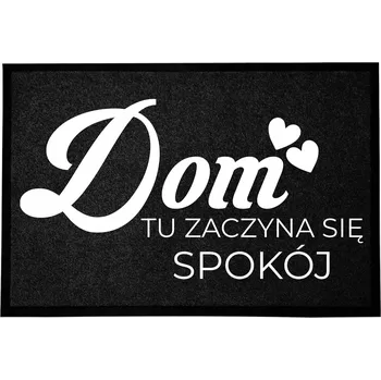 Rohožka ČERNÁ ROHOŽKA PŘED DVEŘE 60X40CM - "TU SPOKOJ" - K BOTÁM, VNITŘNÍ