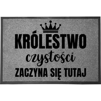 Rohožka VCHODOVÁ ROHOŽKA ŠEDÁ 40X60 CM KE DVEŘÍM S HUMOREM KRÁLOVSTVÍ ČISTOTY