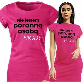 Dámské pyžamo Dámské pyžamo fuchsiové Košile Noční Pohodlné Nejsem ranní ptáče - S