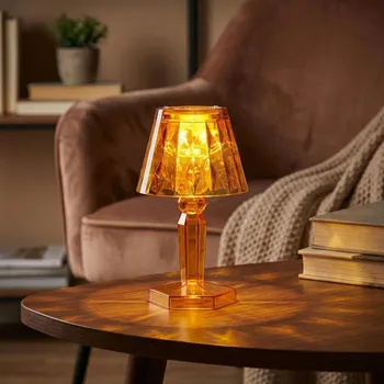 Lampička Mini lampa na baterie MONDEX DECORATIVE LIGHTING 11 cm jantarová