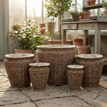 Obal na květináč Proutěný obal MONDEX GUSTAV 30 × 30 × 33 cm hnědý