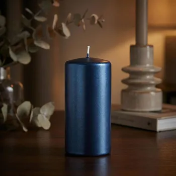Svíčka Parafínová svíčka válec ARTMAN OPAL MET MAT 7 × 7 × 17,5 cm tmavě modrá
