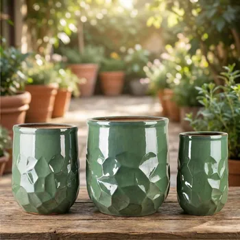 Obal na květináč Sada květináčů MONDEX NEVA zelená 3 ks