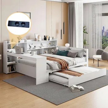 Postel Jednolůžková dřevěná postel Arhatreya 140x200 cm bílá