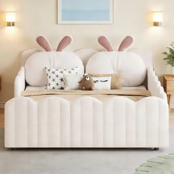 Postel Jednolůžková dřevěná postel Arhatreya 140x200 v odstínech béžové