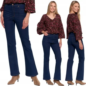 Dámské oblečení ZVONOVÉ DŽÍNOVÉ KALHOTY DÁMSKÉ DŽÍNY S ROZŠÍŘENÝMI NOHAVICEMI MÓDNÍ MORAJ M