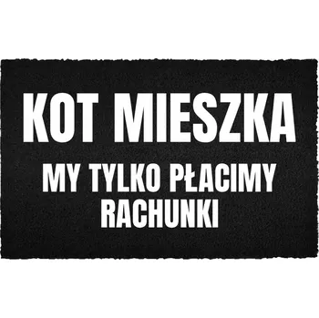 Rohožka KOKOSOVÁ ROHOŽKA ČERNÁ VSTUPNÍ 60X40 POD DVEŘE S MOTIVEM KOČKY