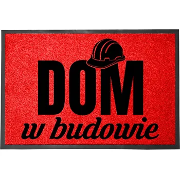 ČERVENÁ VSTUPNÍ ROHOŽKA 60X40 DO DOMU - HUMOR / STAVBA