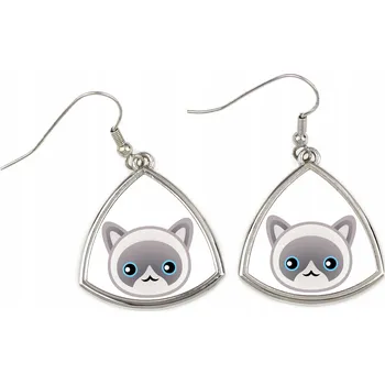 Náušnice Náušnice pro kočky Ragdoll, trojúhelníkové, visací náušnice s roztomilou kočkou