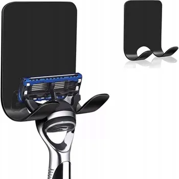 Věšák 2 ks samolepicí držáků na holicí strojky, černých, nerezová ocel