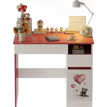 Psací stůl Obdélníkový psací stůl Rebiko 90 x 50 x 76 cm bílý, růžový